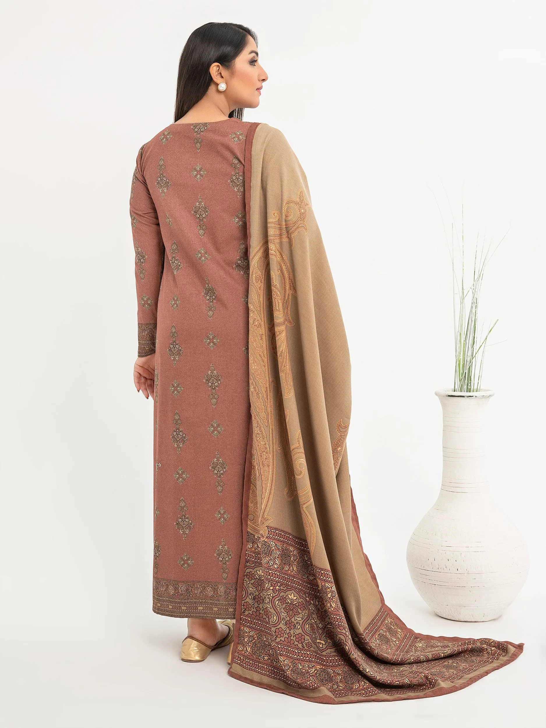 2 Piece Karandi Suit-Embroidered(Pret)