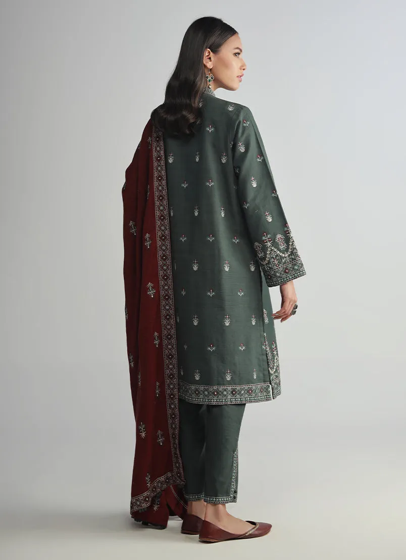 3 PC Khaddar Embroidered Suit