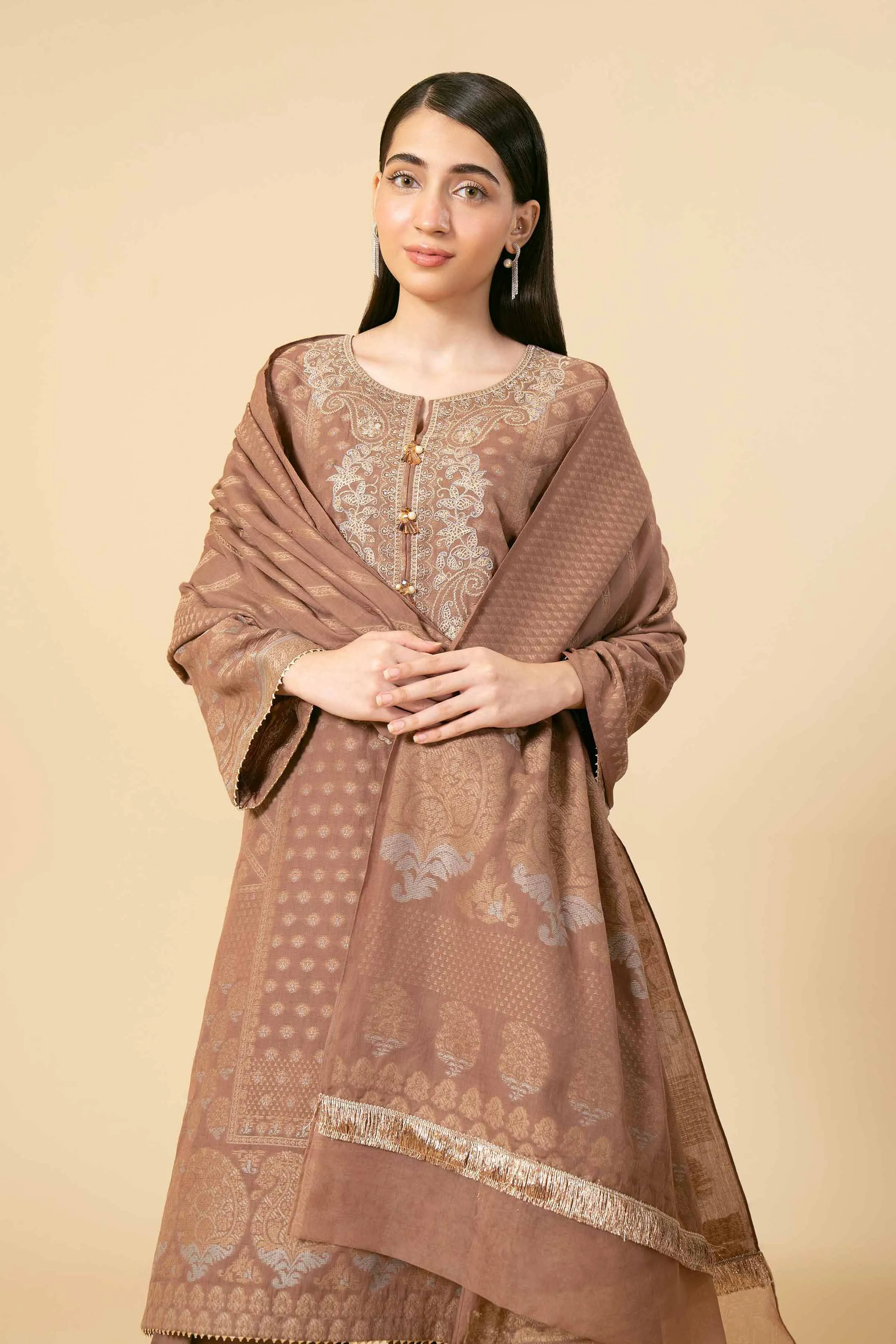 3 Piece - Jacquard Embroidered Suit - 42404358