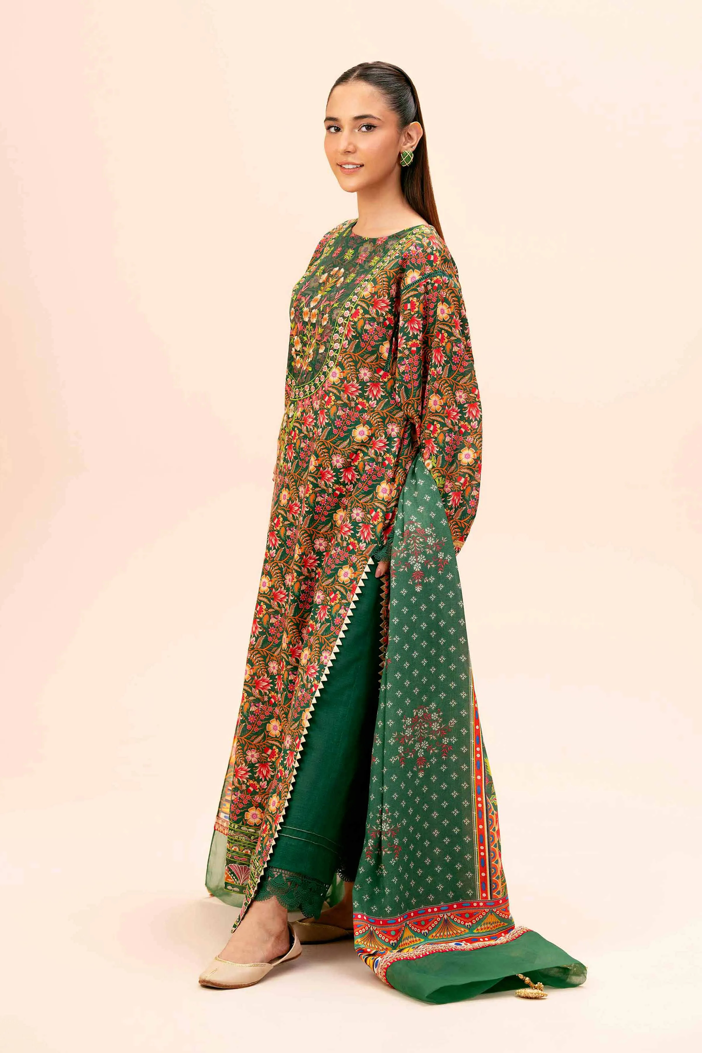 3 Piece - Printed Embroidered Suit - 42404204