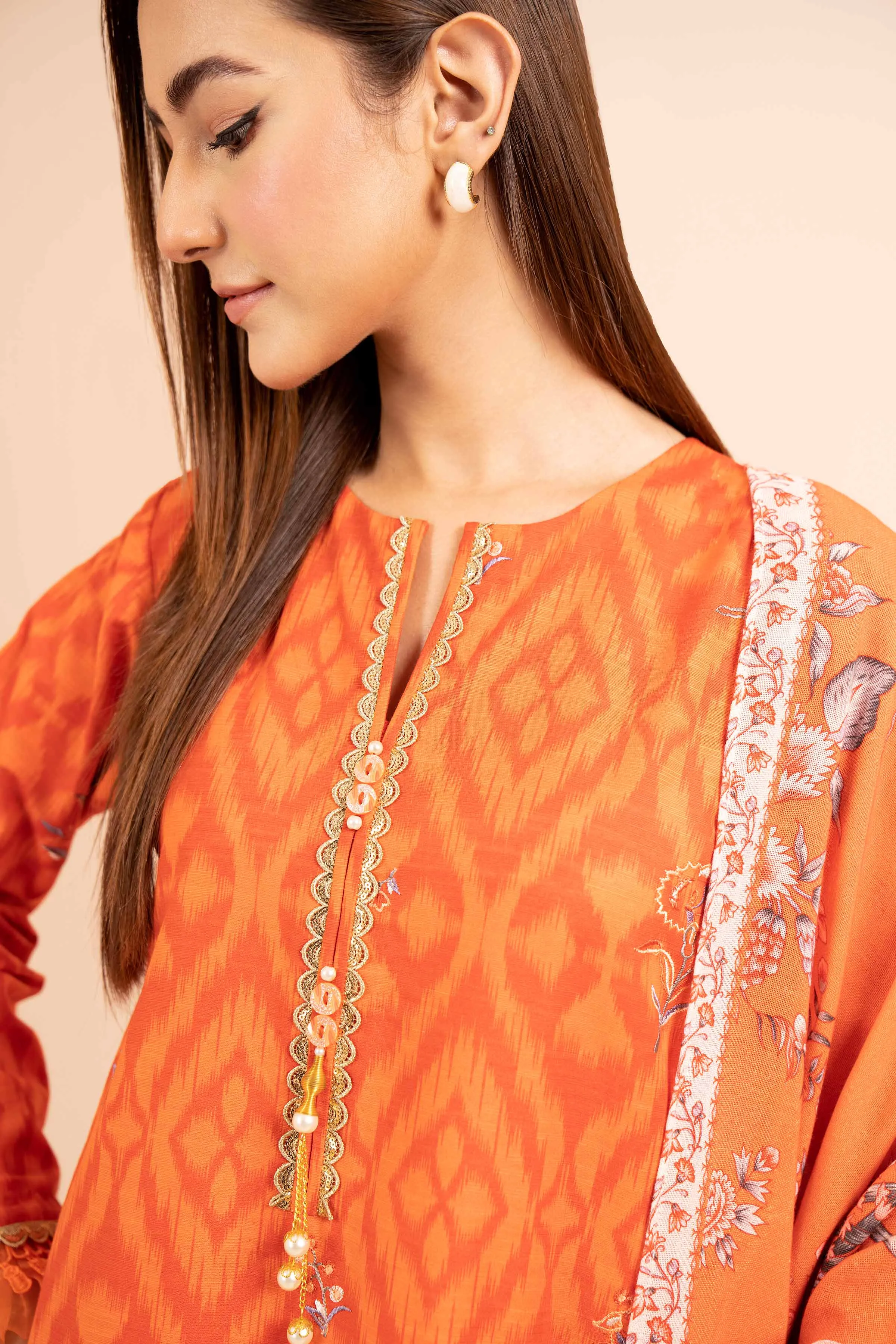 3 Piece - Printed Embroidered Suit - 42404931