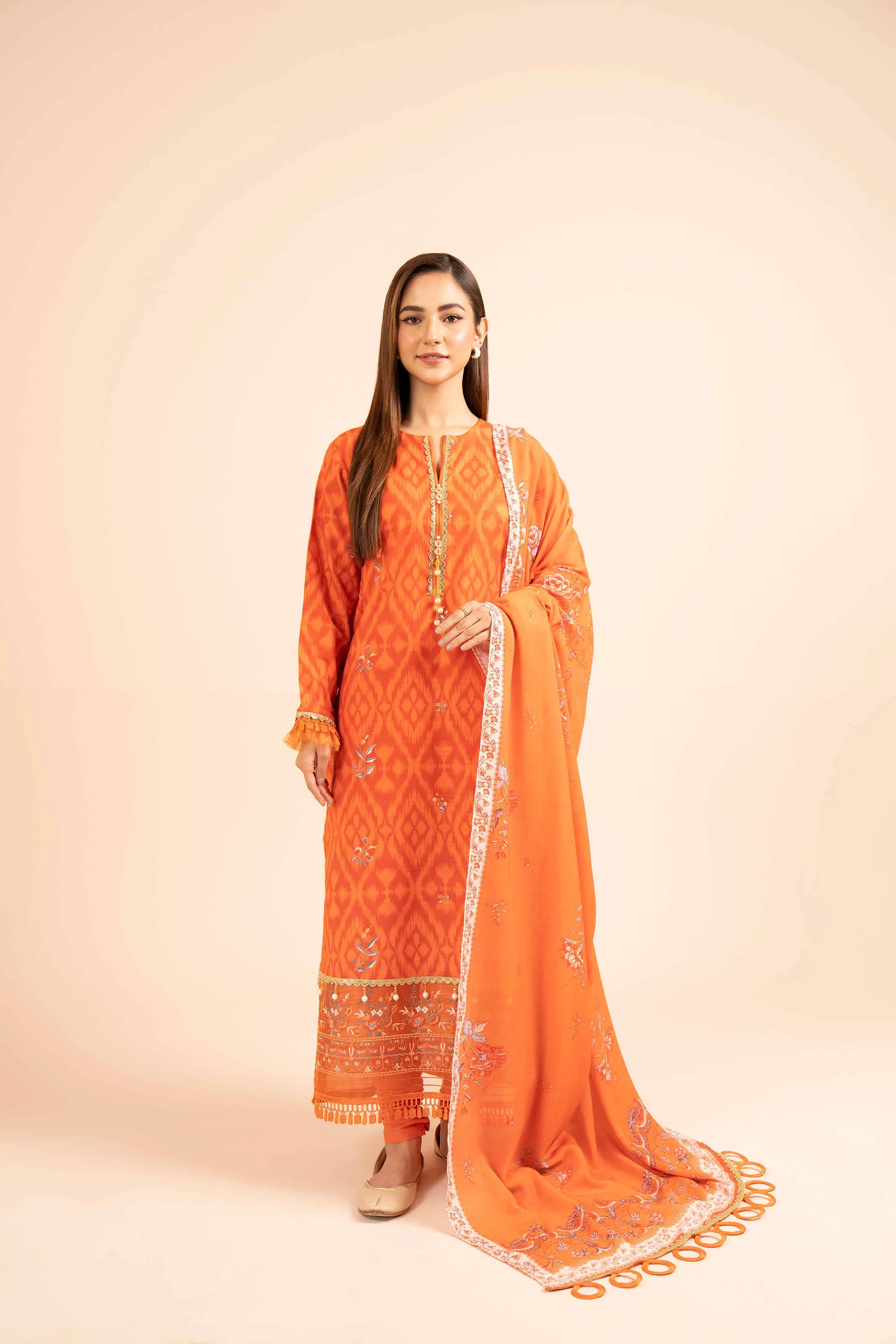 3 Piece - Printed Embroidered Suit - 42404931