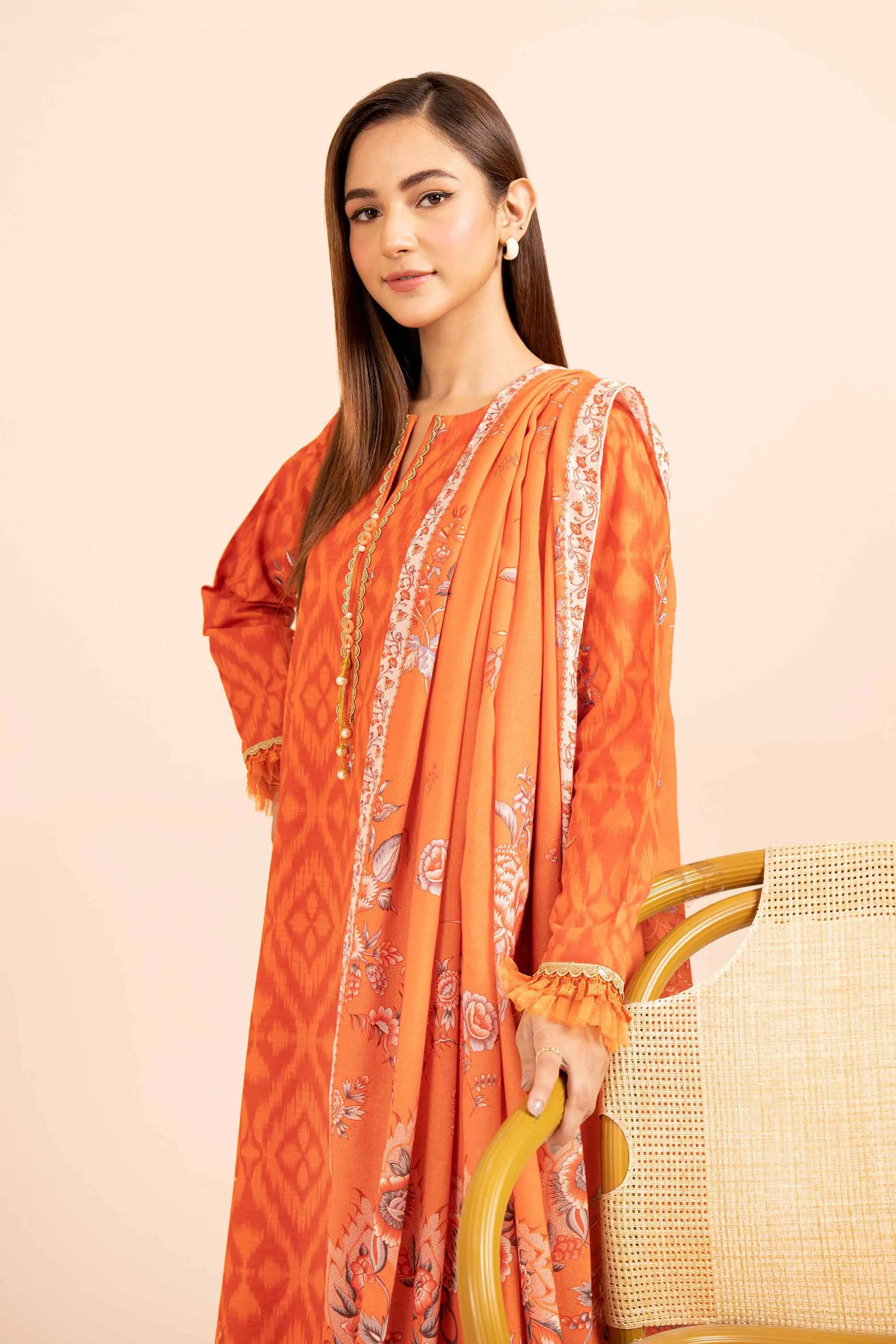 3 Piece - Printed Embroidered Suit - 42404931