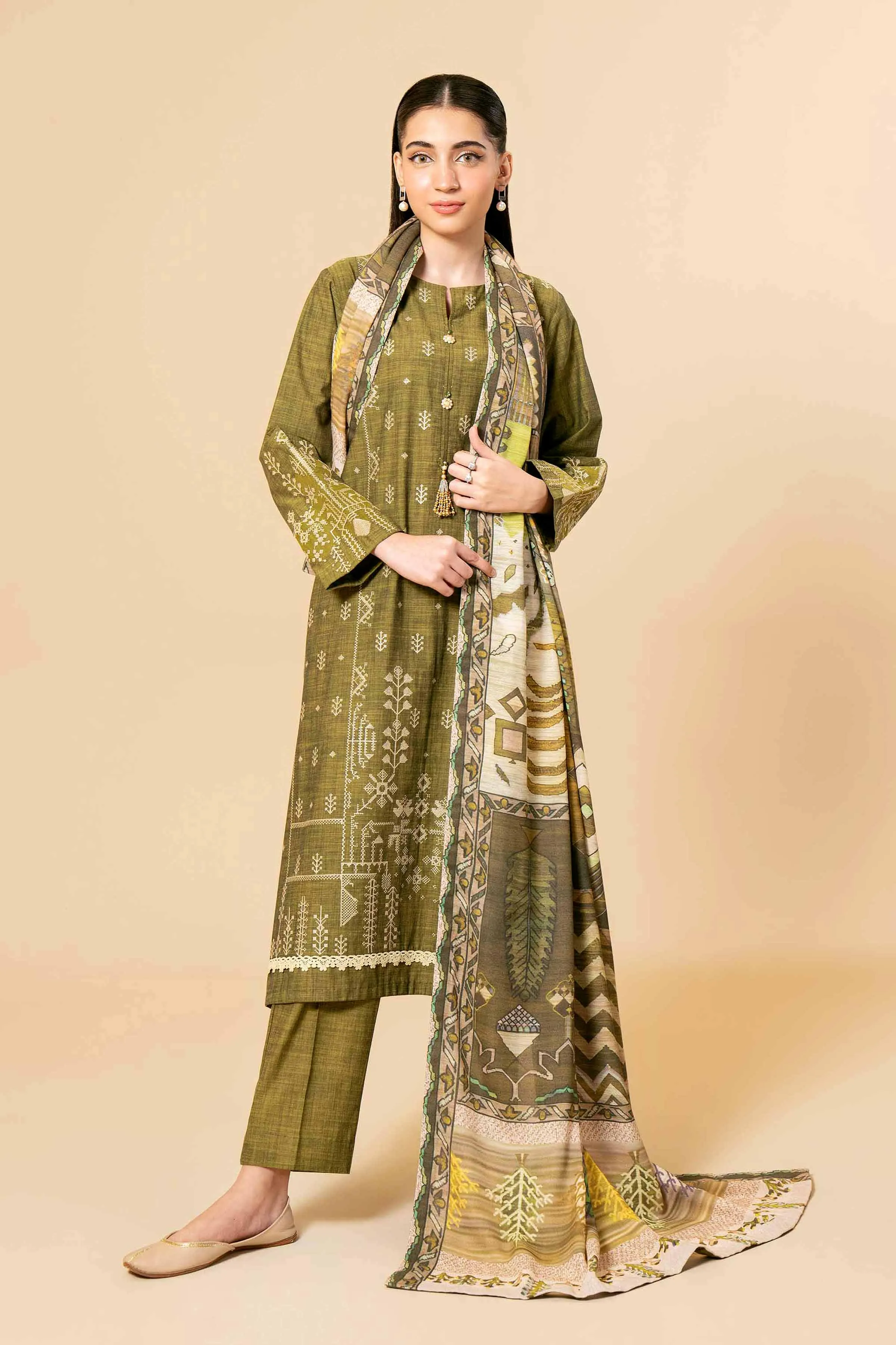 3 Piece - Yarn Dyed Embroidered Suit - 42404326