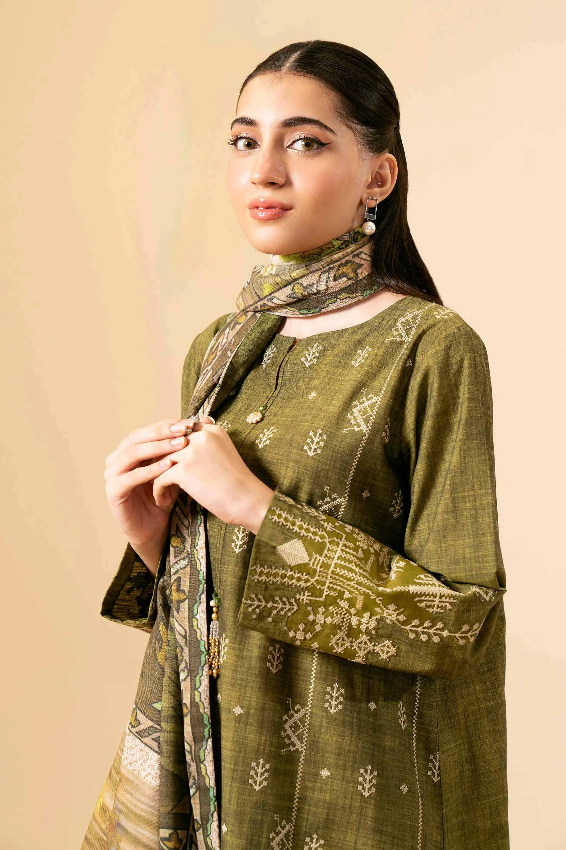 3 Piece - Yarn Dyed Embroidered Suit - 42404326