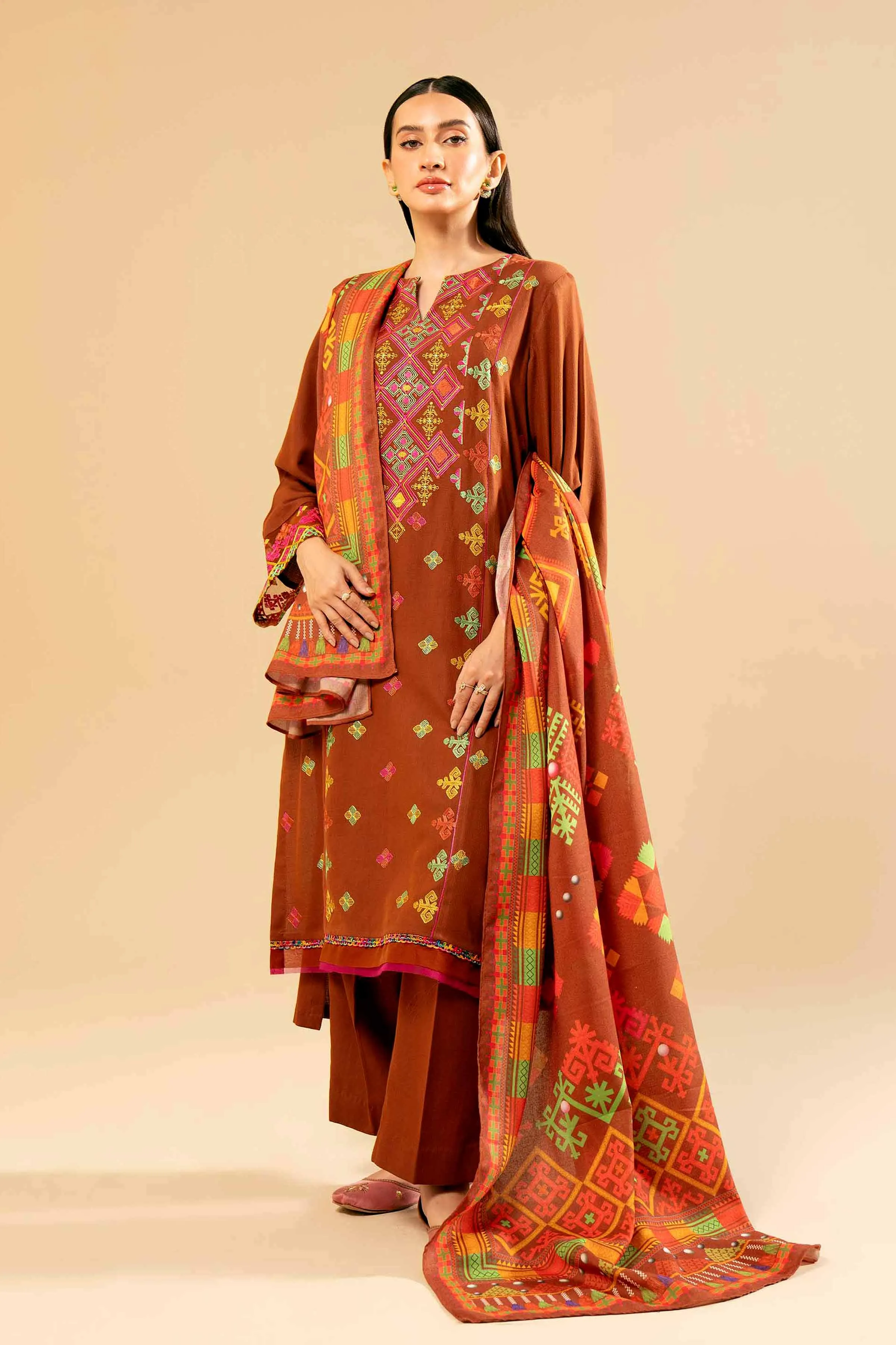 3 Piece - Yarn Dyed Embroidered Suit - 42404330