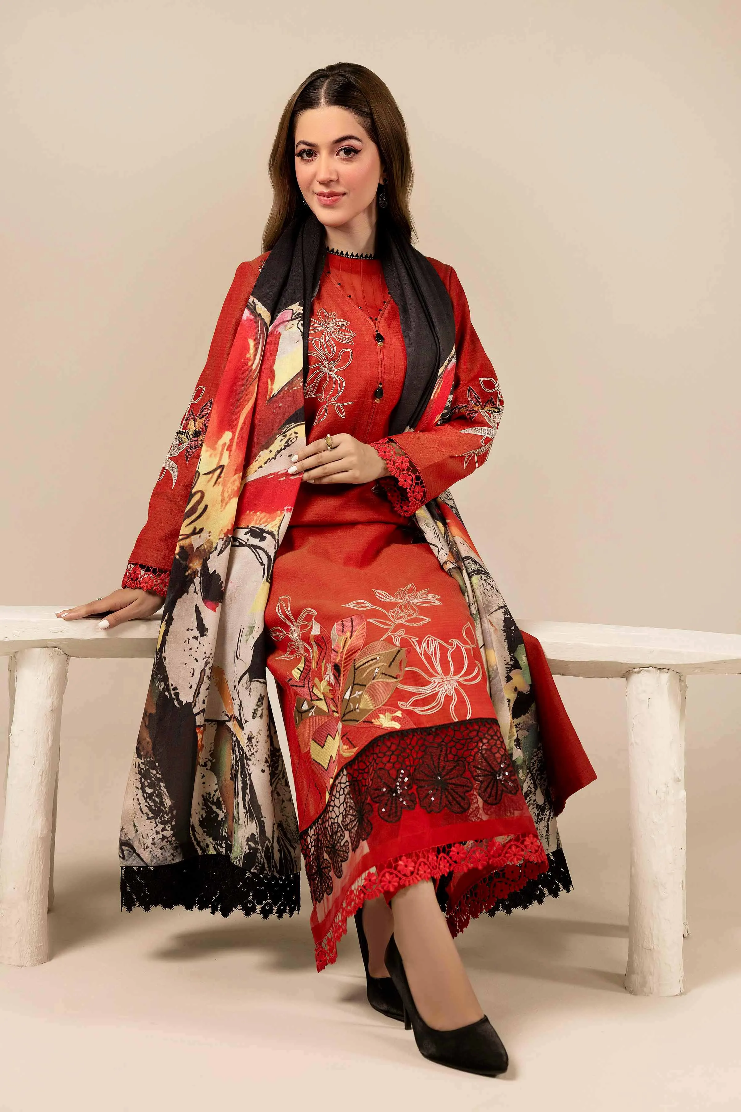 3 Piece - Yarn Dyed Embroidered Suit - 42404331