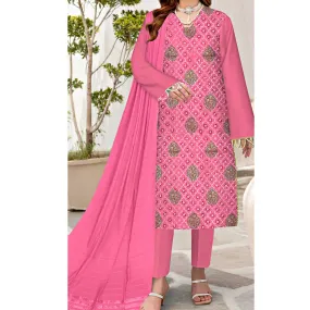 3PC- Unstitched Embroidered Dhanak Suit PW3362