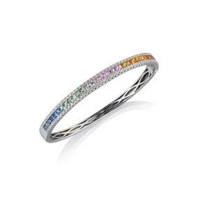 9ct White Gold Multi-Coloured Care Bangle