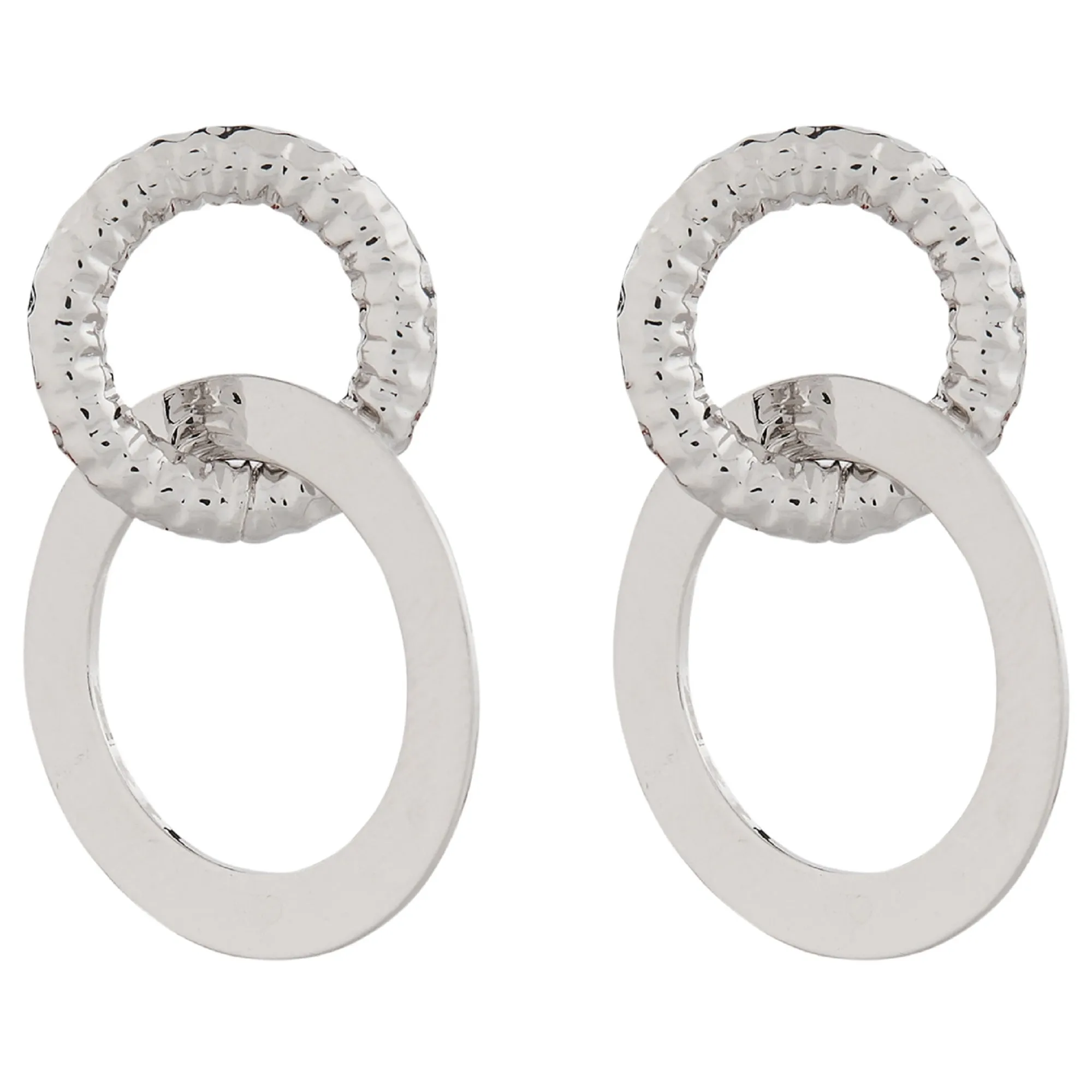 Accessorize London Textured Circle Link Short Drop Earrings