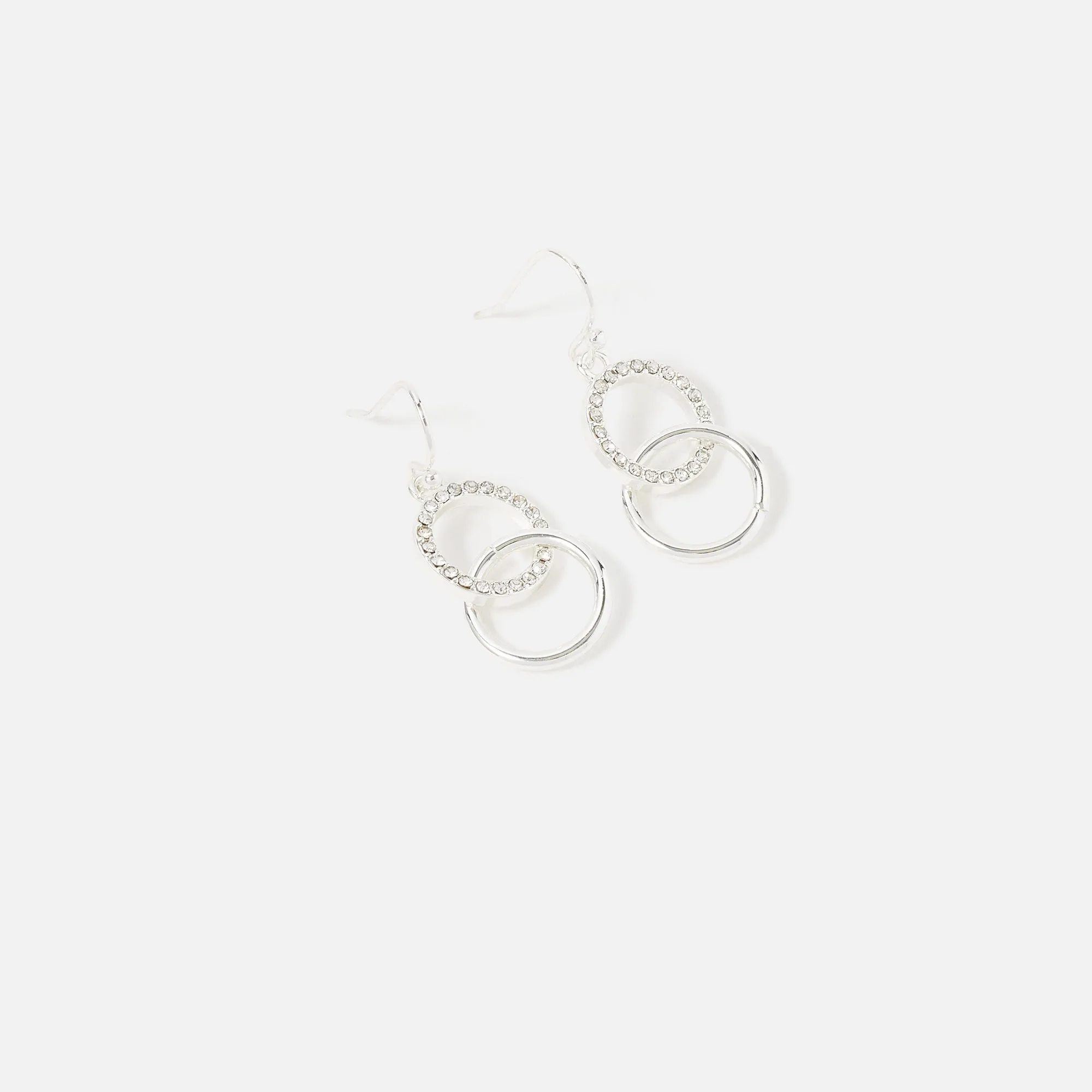 Accessorize London Women's Silver Linked Circles Short Drop Earring