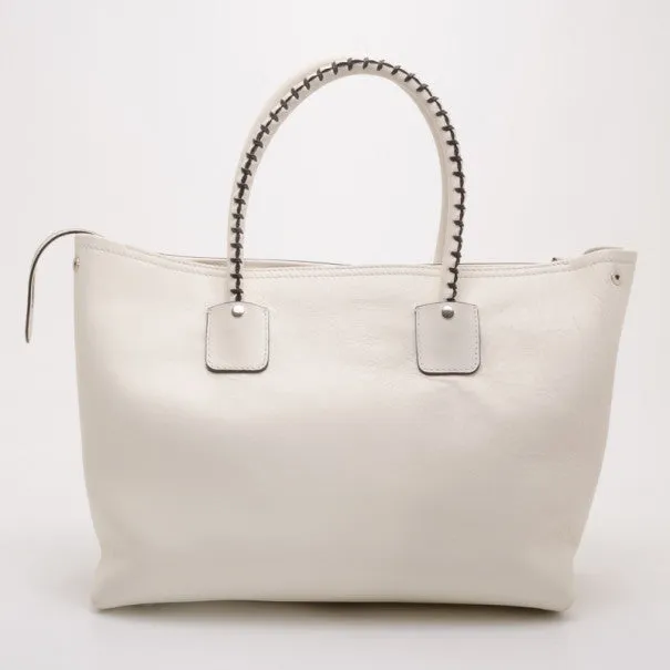 Alexander McQueen White Folkstitch Tote