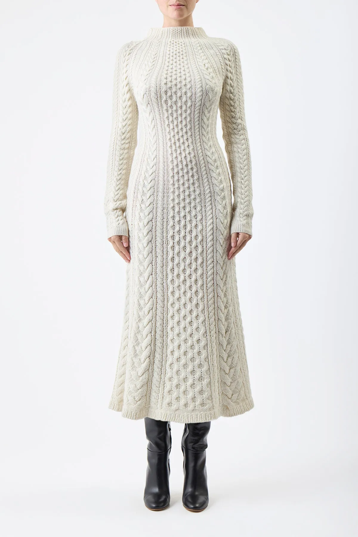 Amaris Knit Maxi Dress in Ivory Cashmere