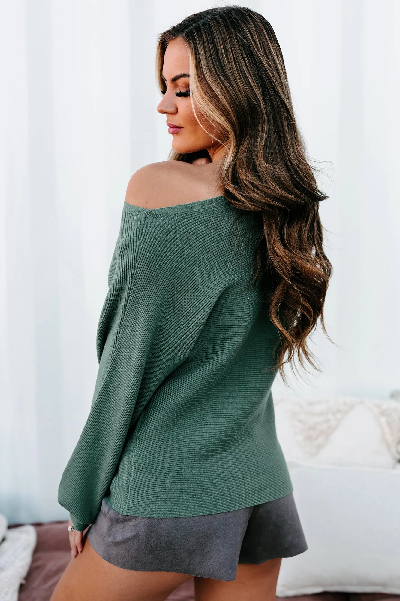 Amity Ribbed Boatneck Sweater (Dark Jade)