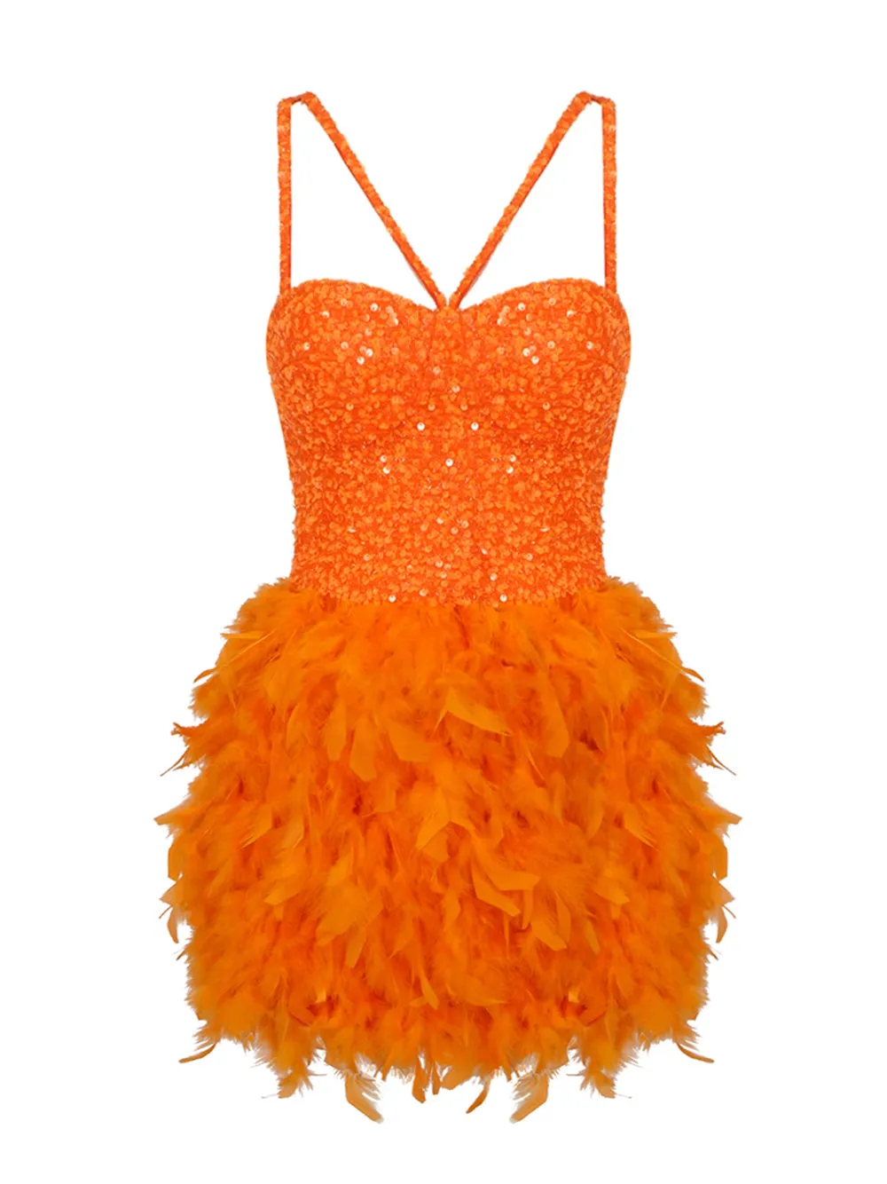 ANSA Feathers Mini Dress