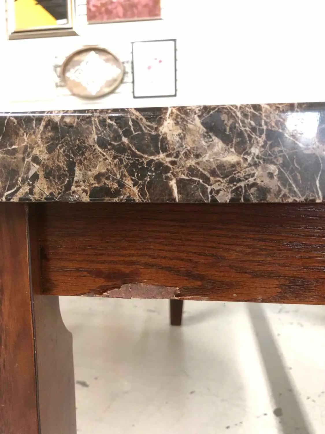 Ashley Brown/Black Faux Marble Furniture Table