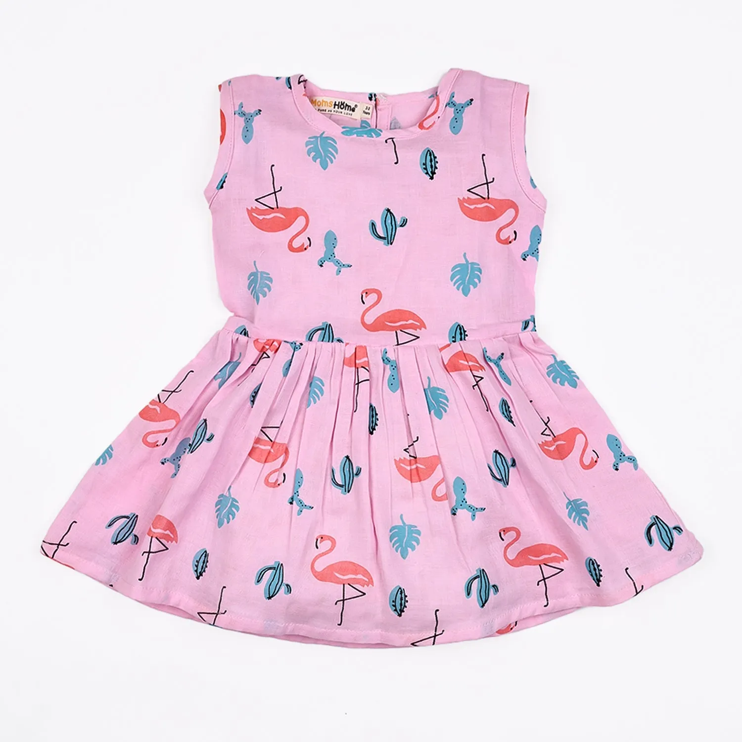 Baby Girl Organic Cotton Sleeveless Frock | Pink Flamingo