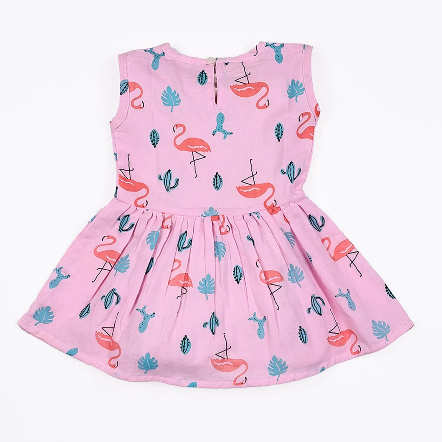 Baby Girl Organic Cotton Sleeveless Frock | Pink Flamingo