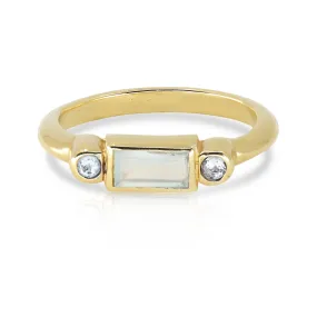 Baguette Aqua Chalcedony Gold Stacker