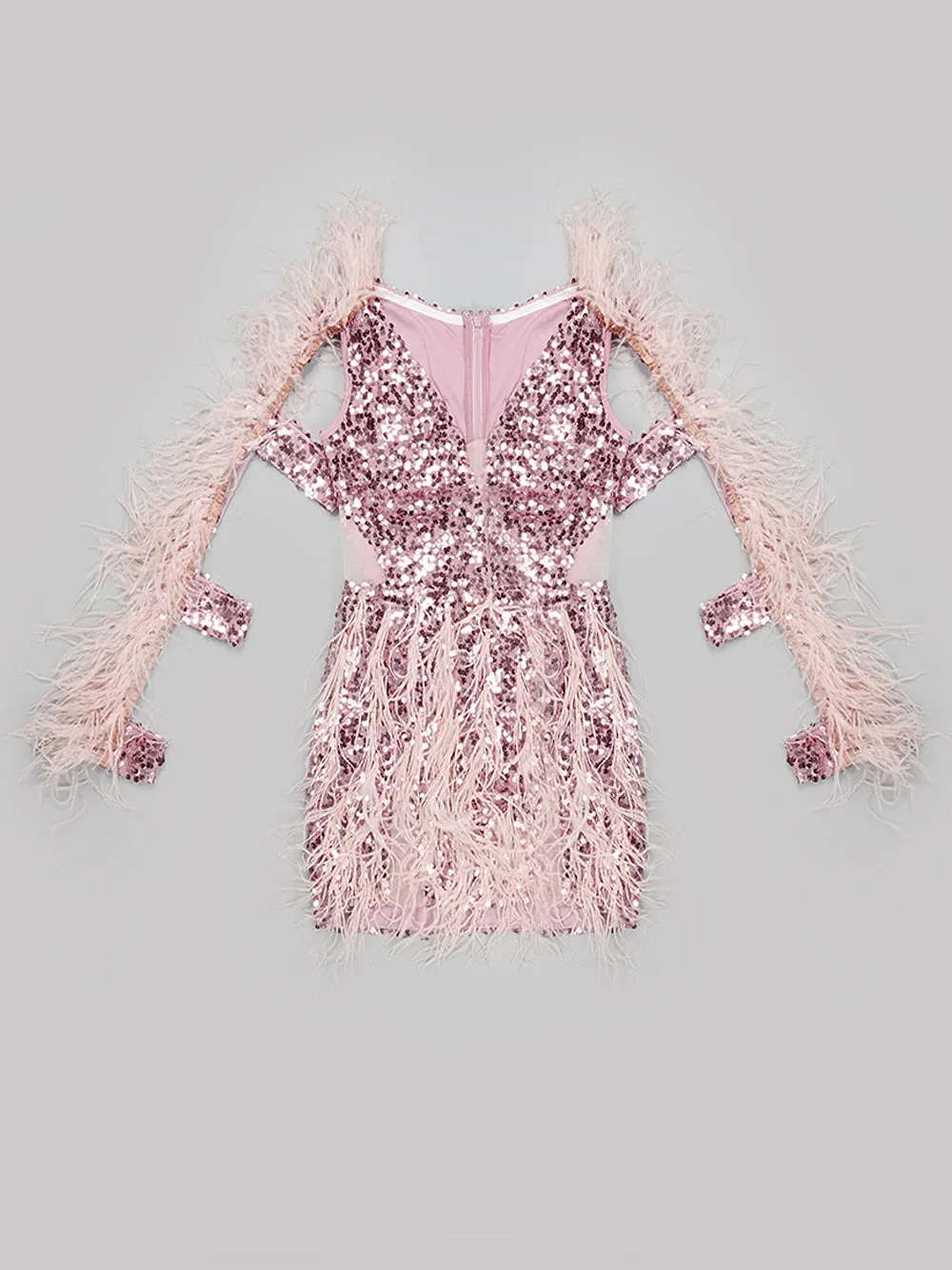 BALERY Feathers & Sequin Mini Dress