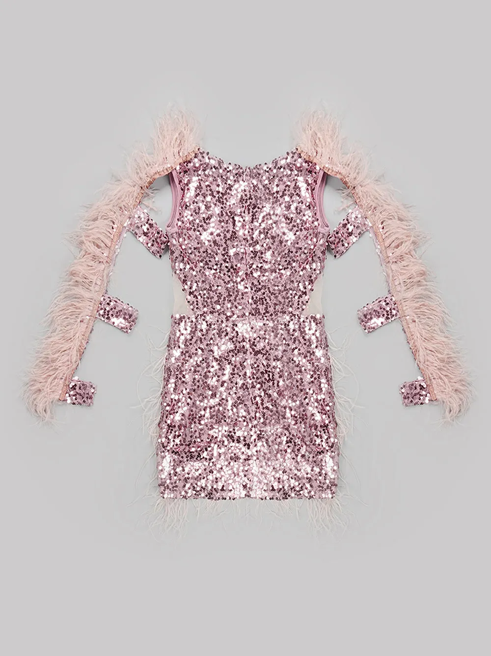 BALERY Feathers & Sequin Mini Dress