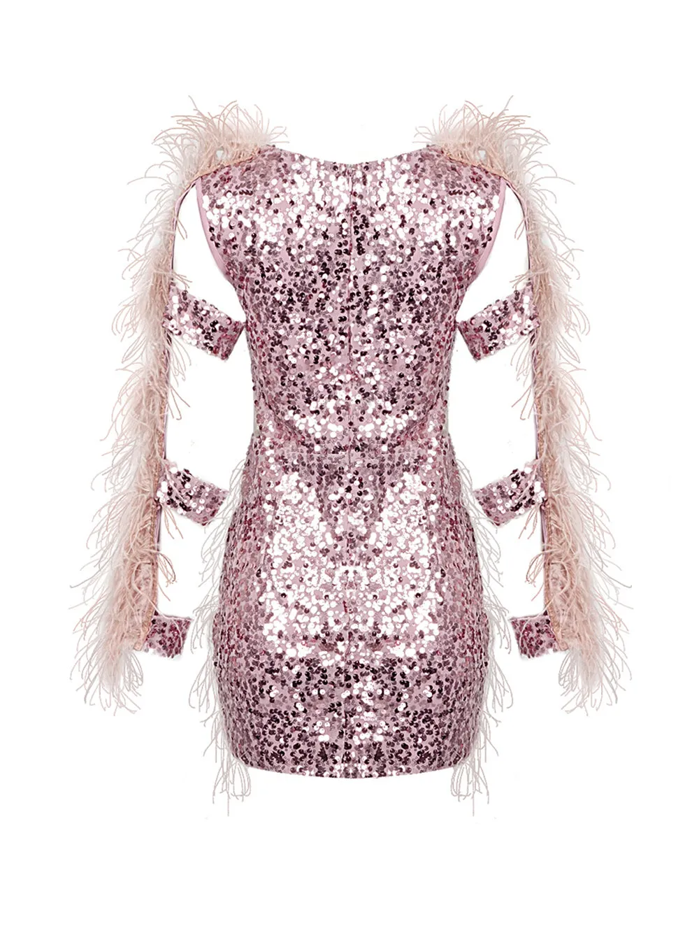 BALERY Feathers & Sequin Mini Dress