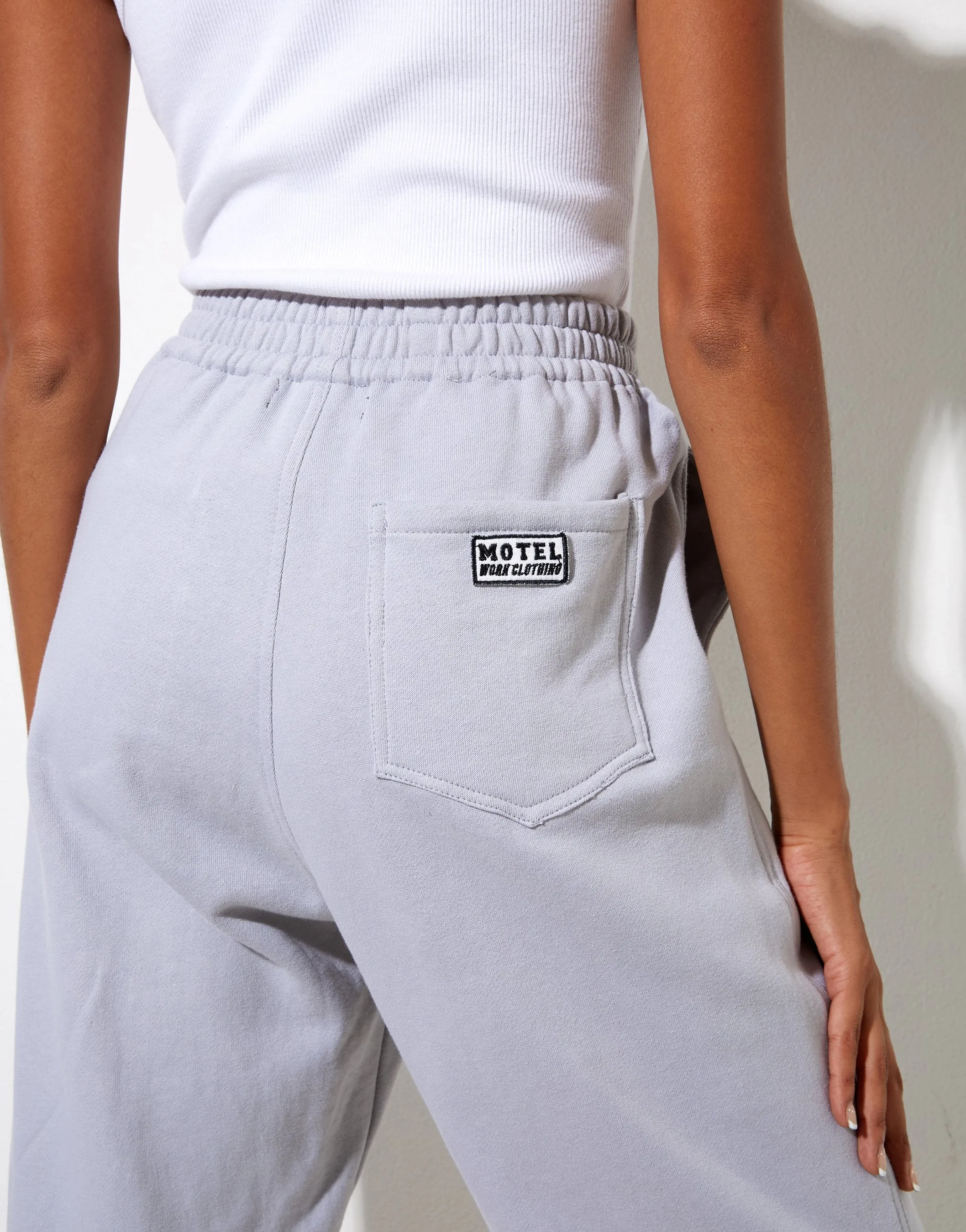 Bamal Jogger in Lunar Rock with Motel Work Clothing Label Embro