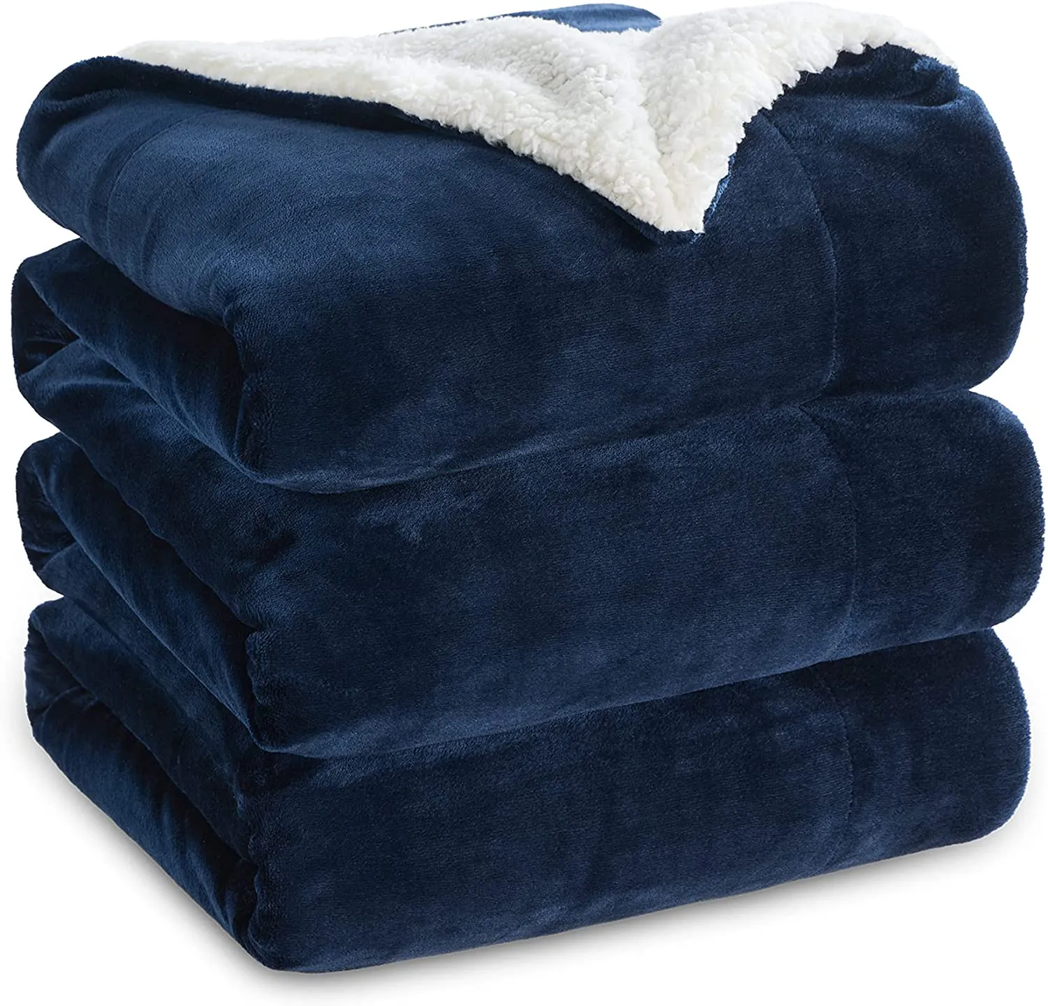 Bedsure Sherpa Fleece Blankets Twin Size - Navy Blue Thick Fuzzy Warm Soft Twin Blanket for Bed