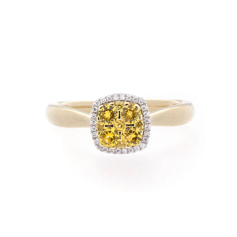 Bellagio Collection Pave Yellow Sapphire Cushion Ring