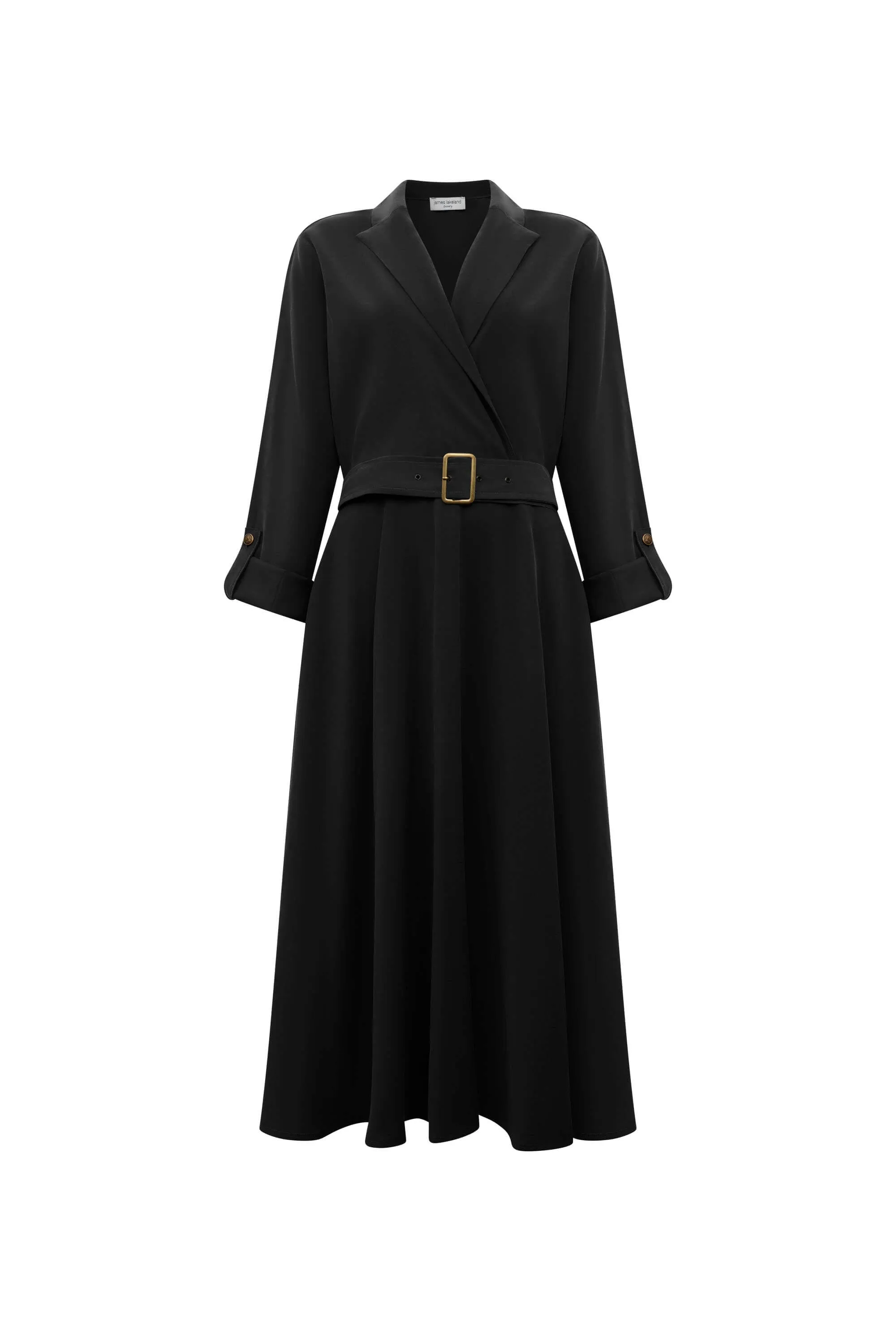 Belted Black Suit Midi Dress