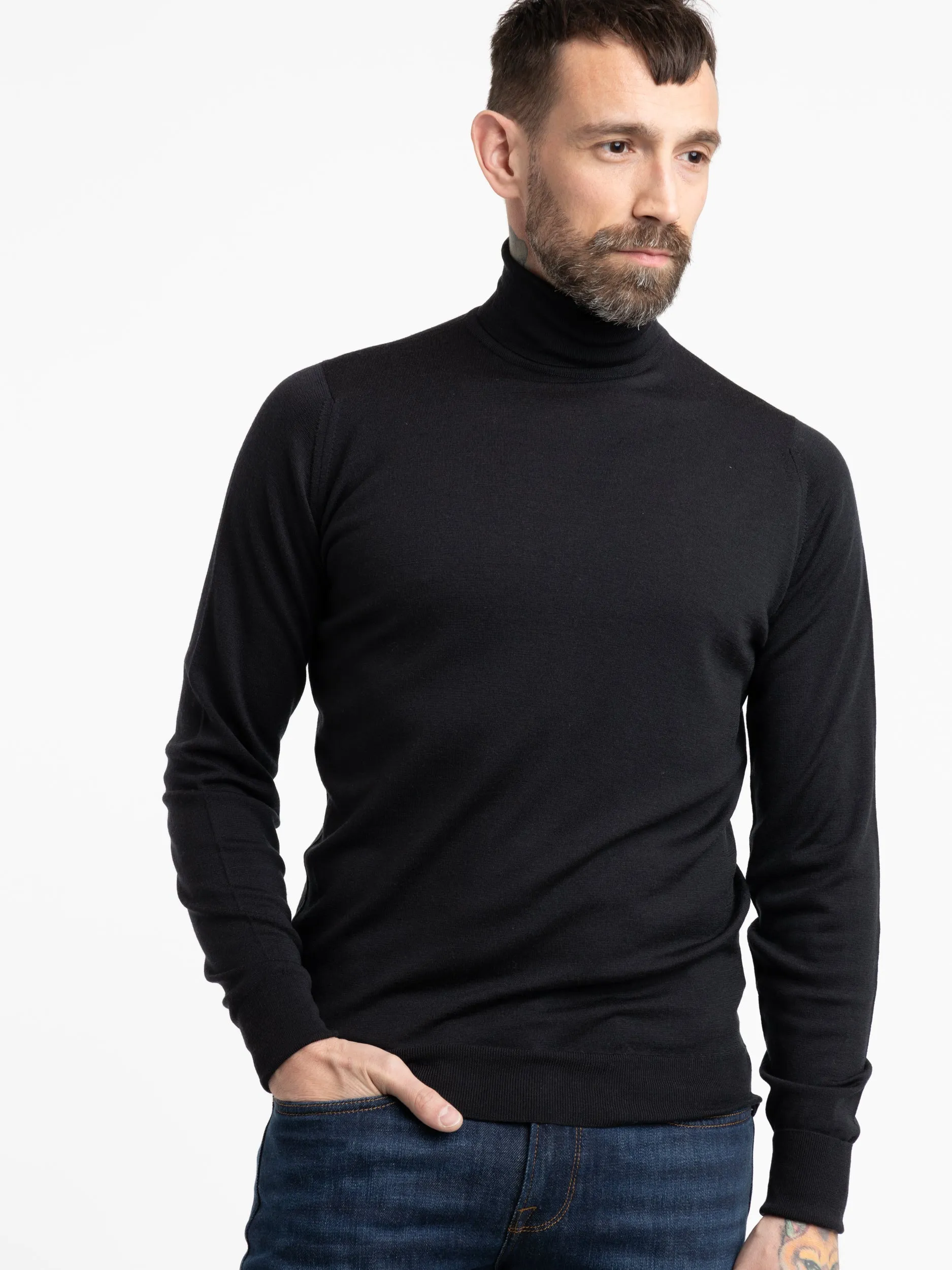 Black Richards Extra-Fine Merino Wool Sweater