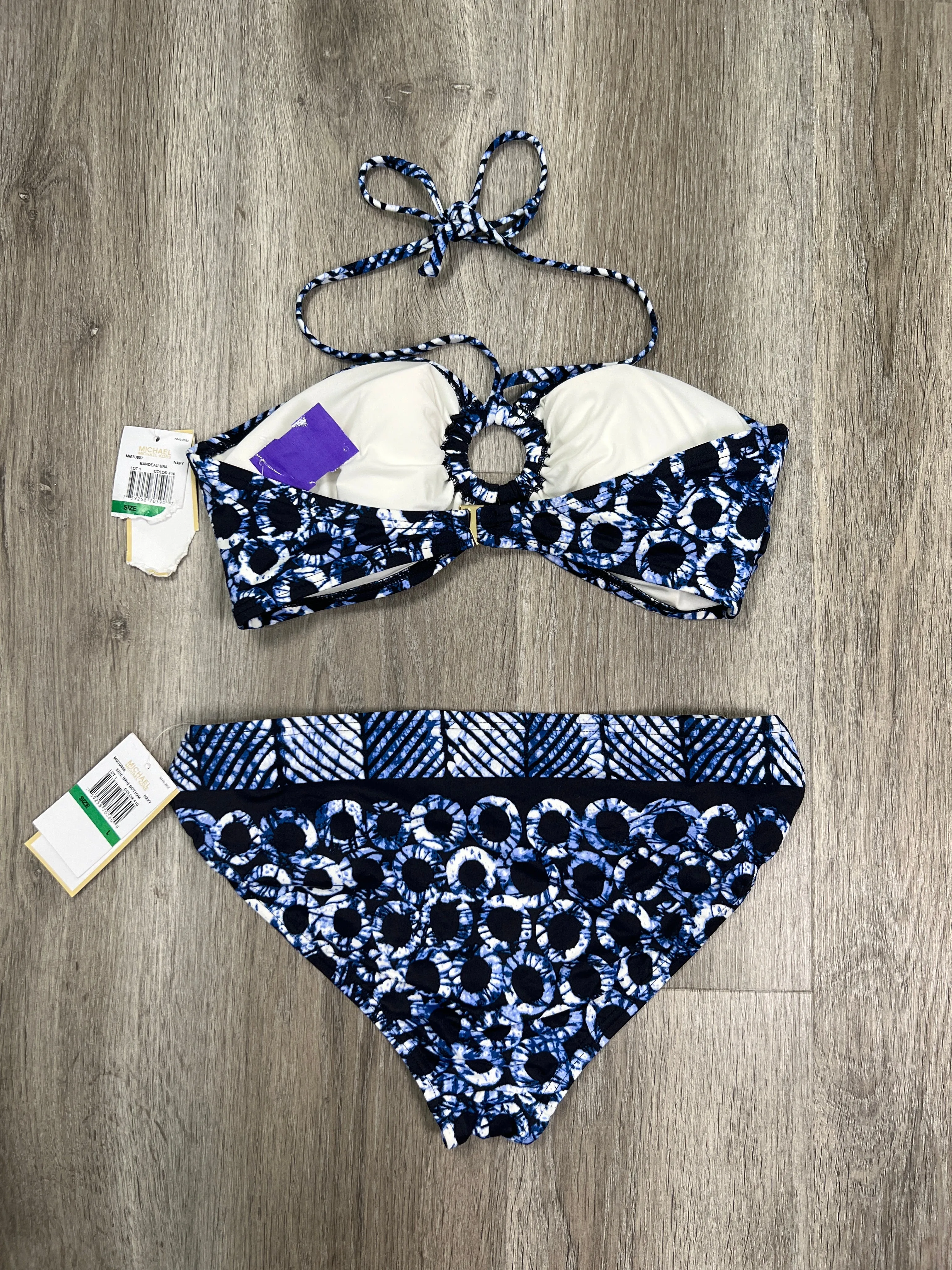 Blue & White Swimsuit 2pc Michael By Michael Kors, Size L