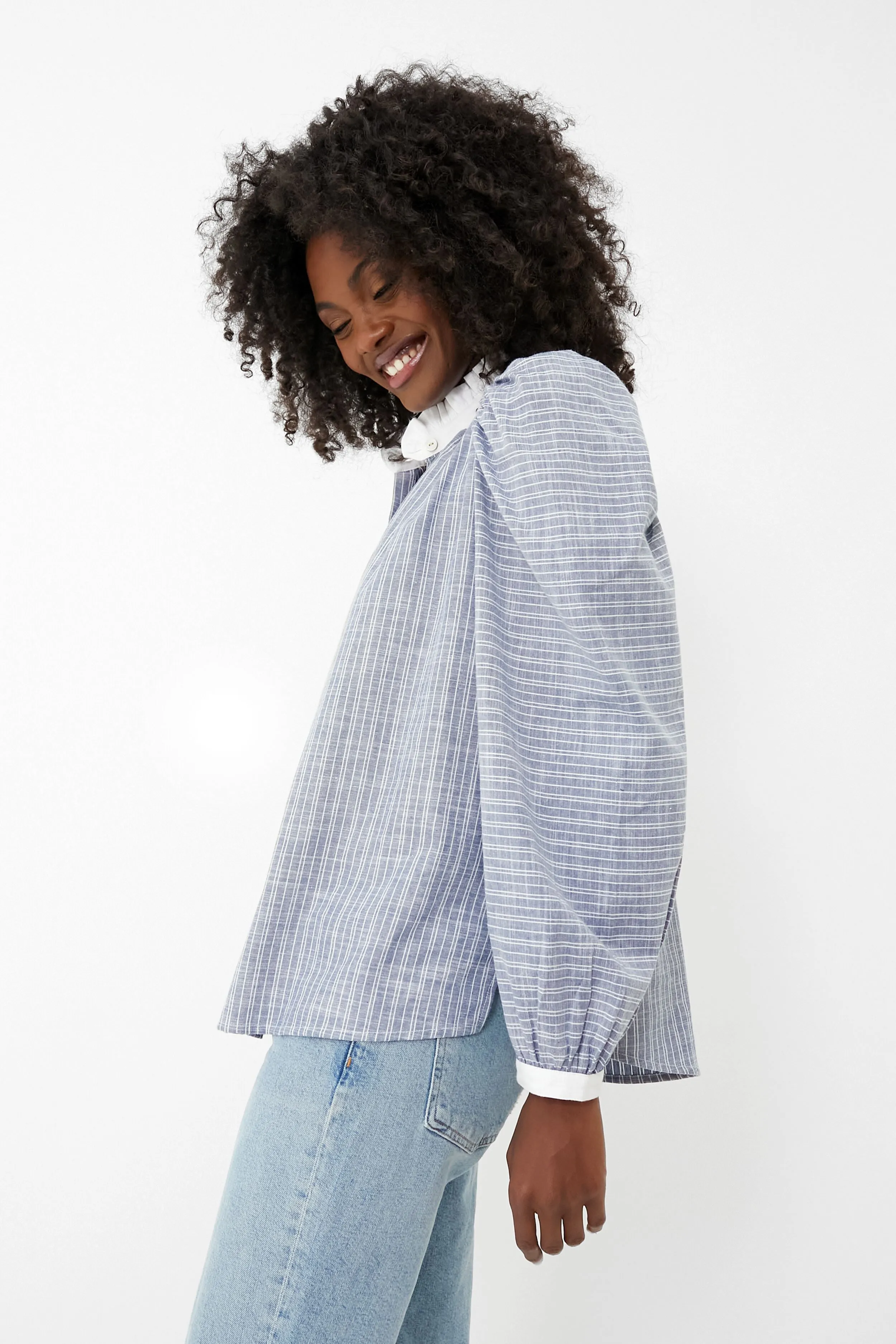 Blue Chambray Striped Annabel Shirt