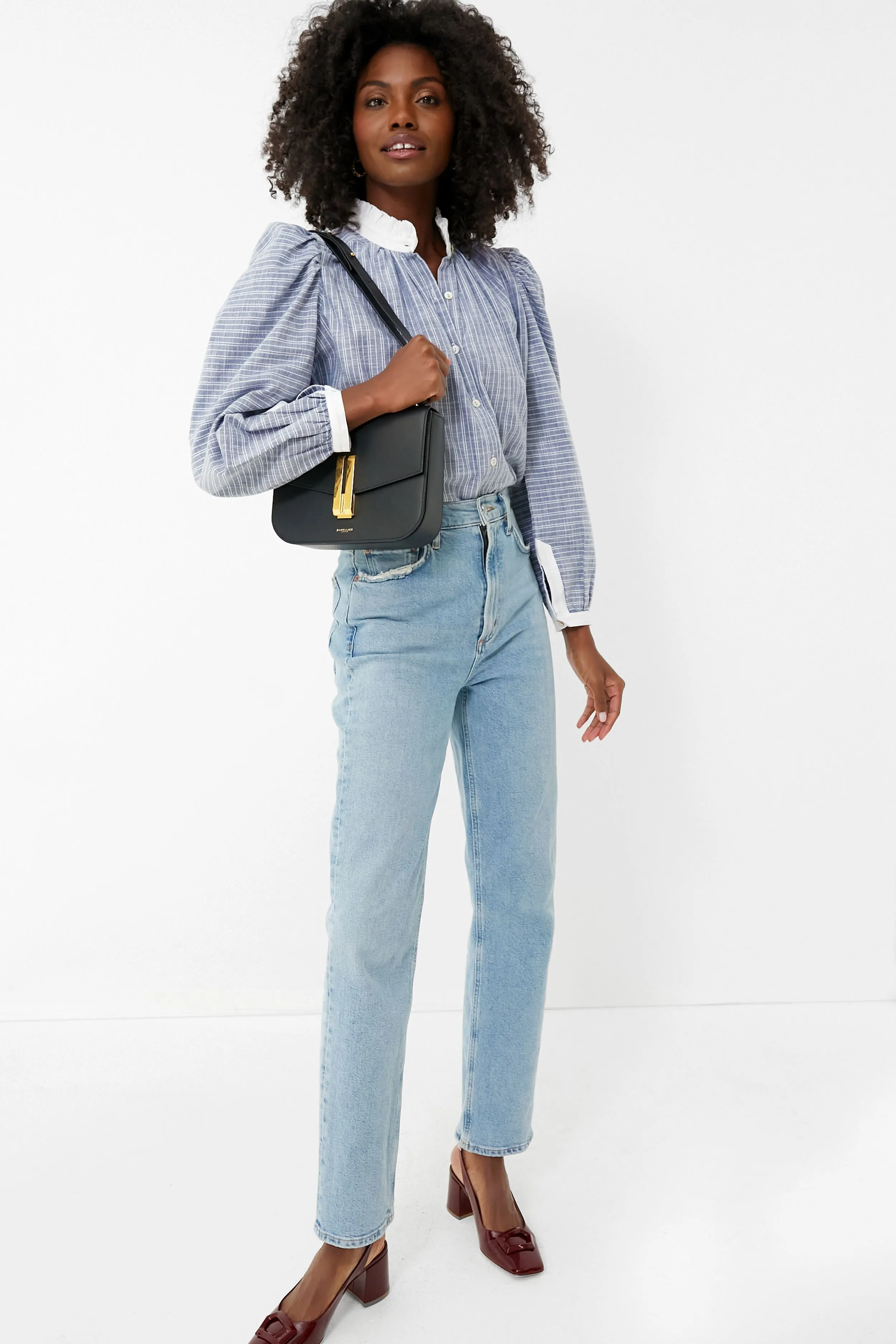 Blue Chambray Striped Annabel Shirt