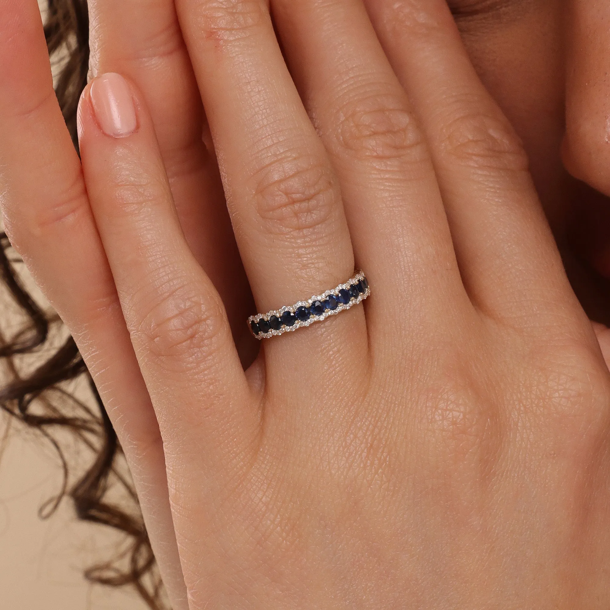 Blue Sapphire Diamond Half-Eternity Ring, Azulik