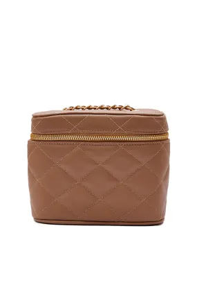 Brown Quilted Box Bag