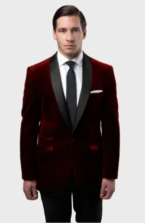 Burgundy velvet Slim Fit Blazer