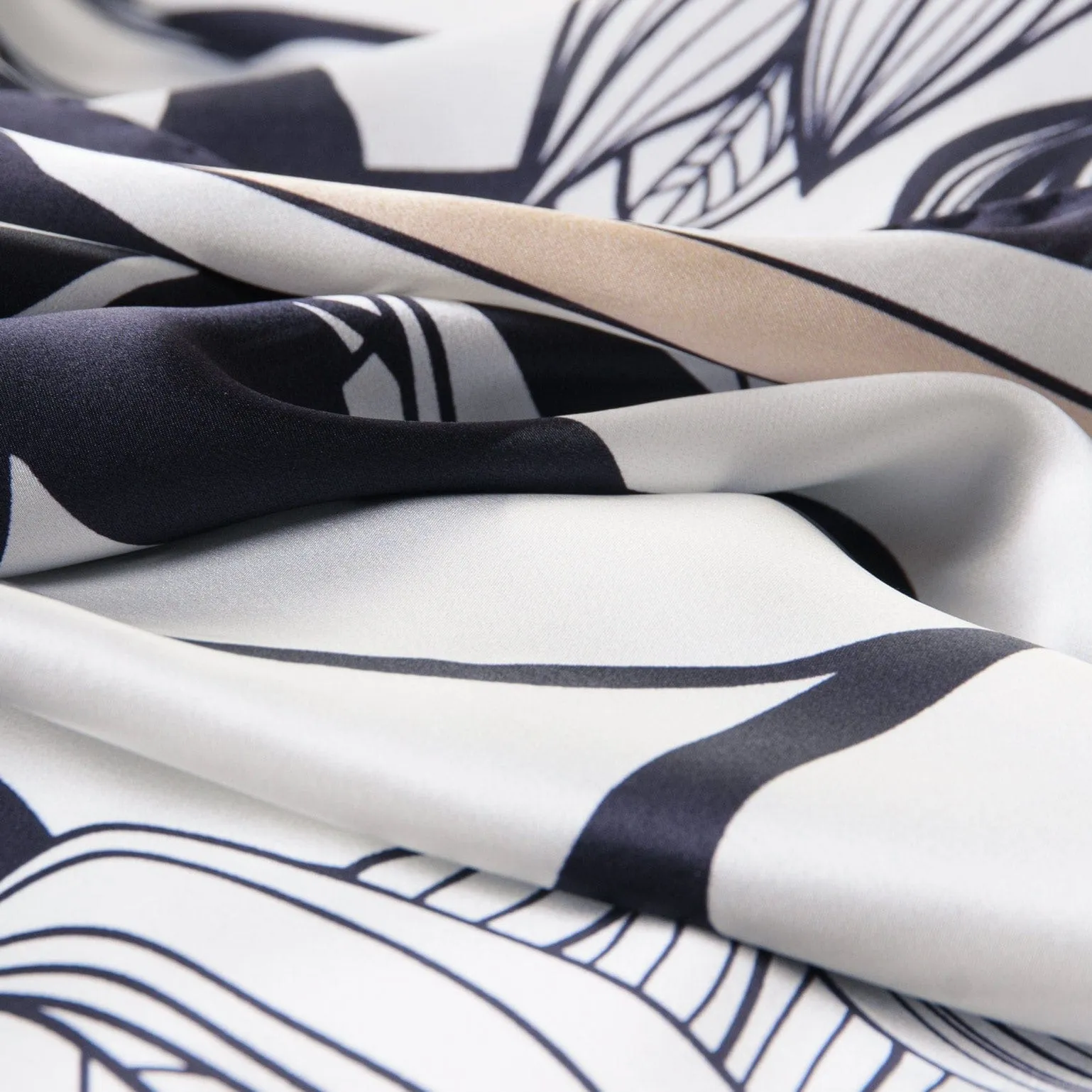 Cara - Silk Scarf/Shawl - Soft White & Black