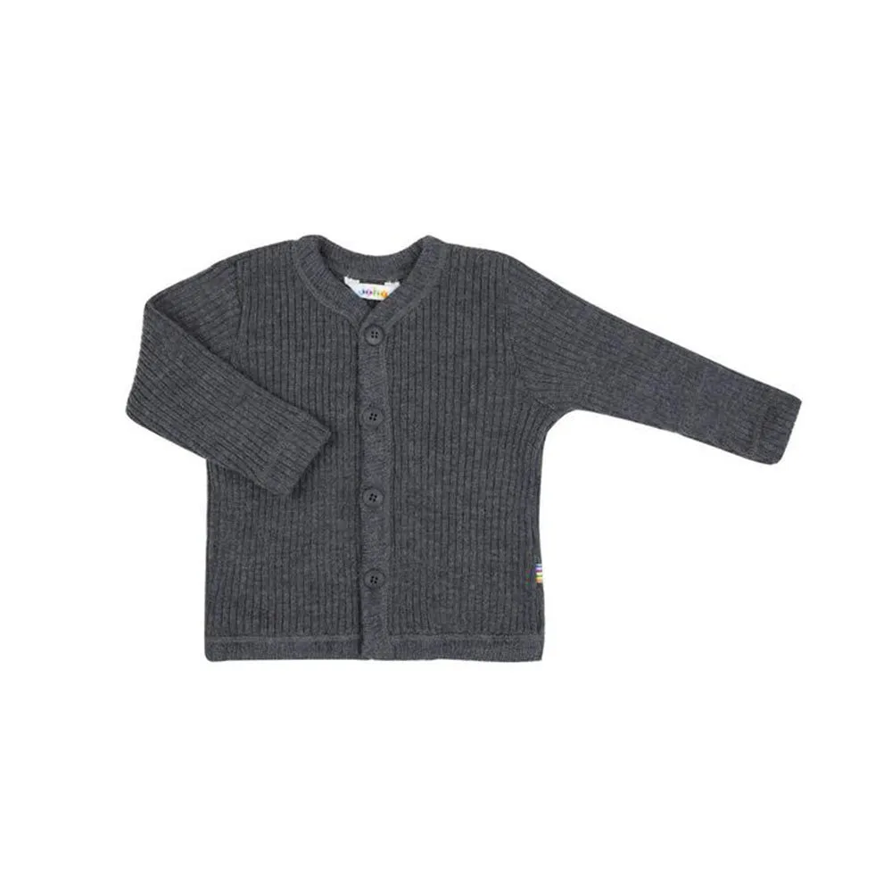 Cardigan - Ribbed - 100% Wool - Dark Grey