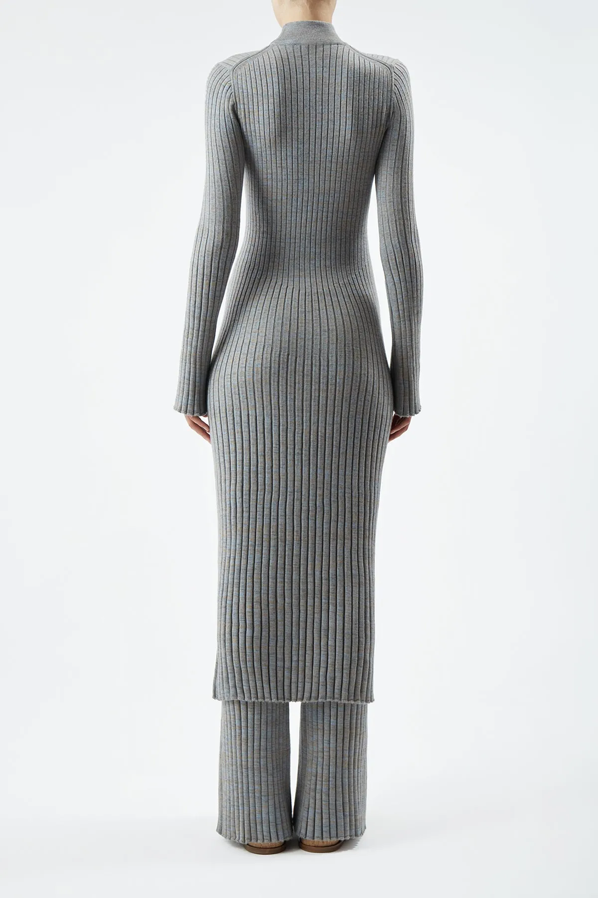 Castor Knit Dress in Light Blue Melange Cashmere