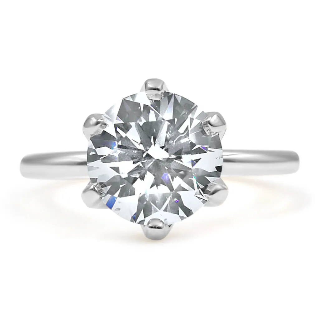 Catherine | Round Moissanite Solitaire Engagement Ring