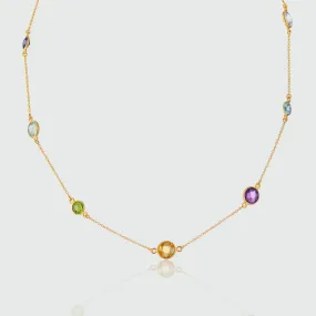 Chennai 18" 18ct Gold Vermeil & Multi Gemstone Necklace