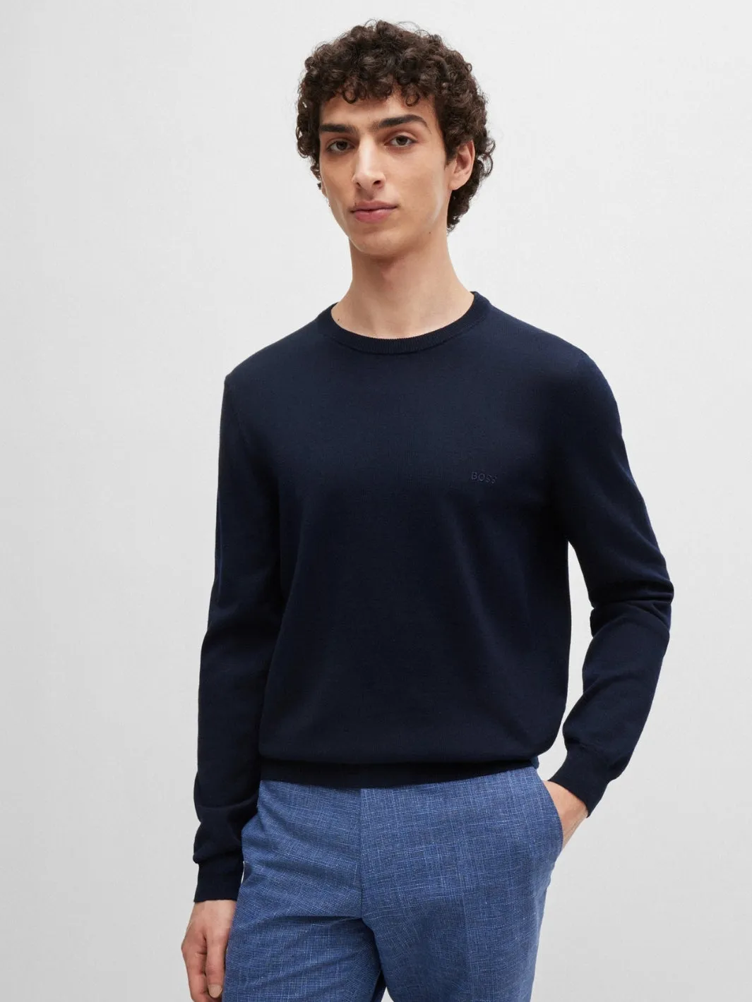 CREW-NECK SWEATER IN VIRGIN WOOL Marine