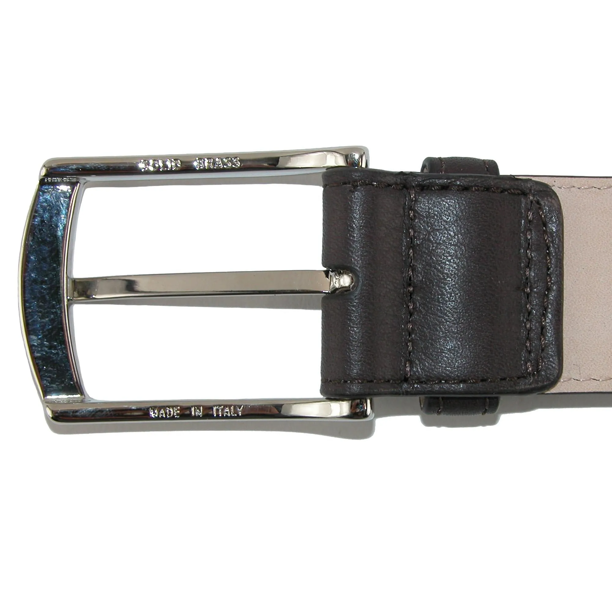 CrookhornDavis Men's Borgo Boxcalf Dress Belt with Solid Brass Buckle