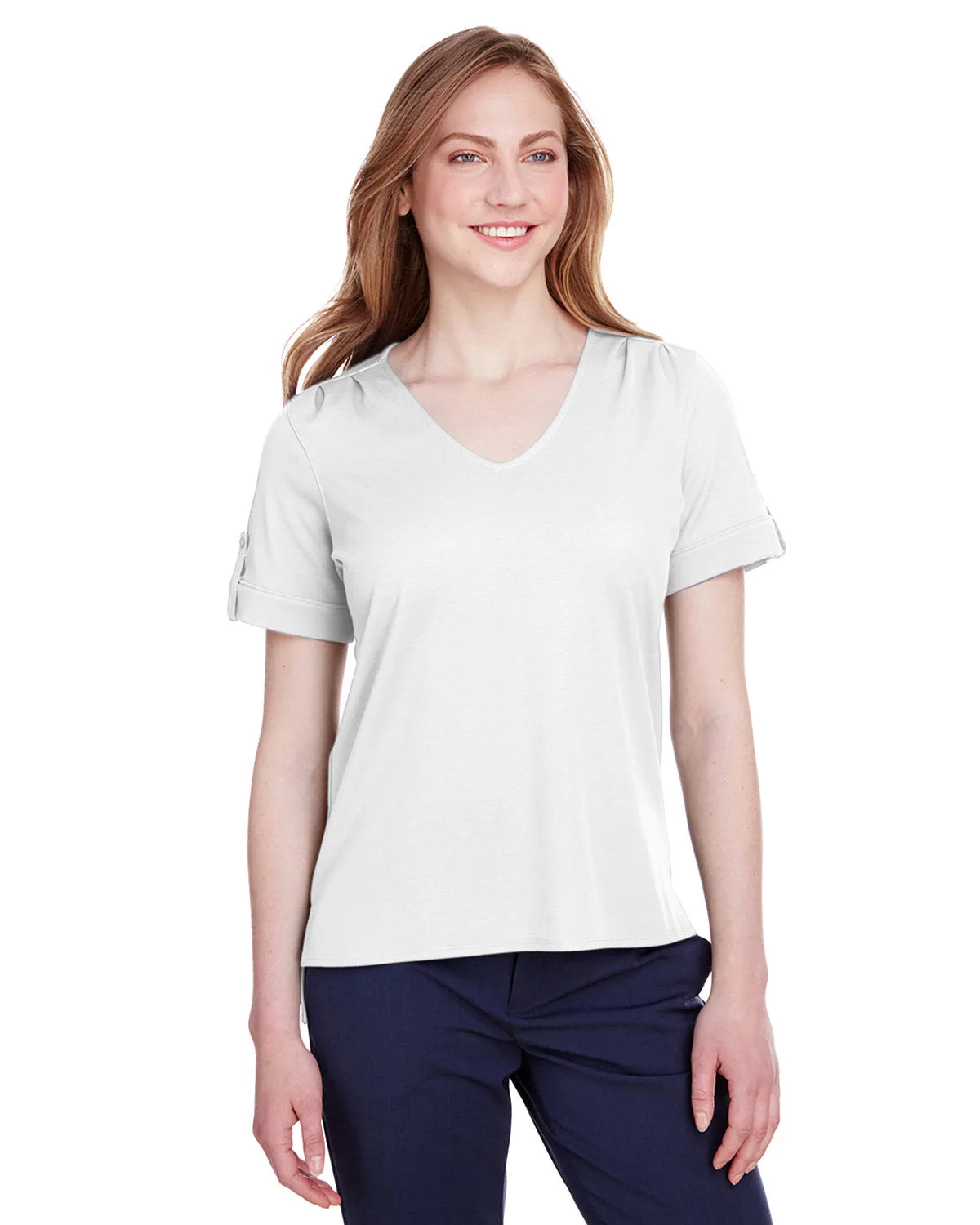 Crownlux Performance ladies Plaited Rolled-Sleeve Top