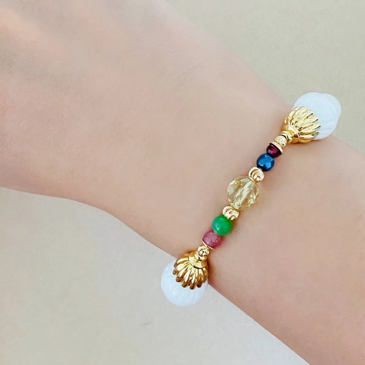 Delicate White Lotus Bracelet