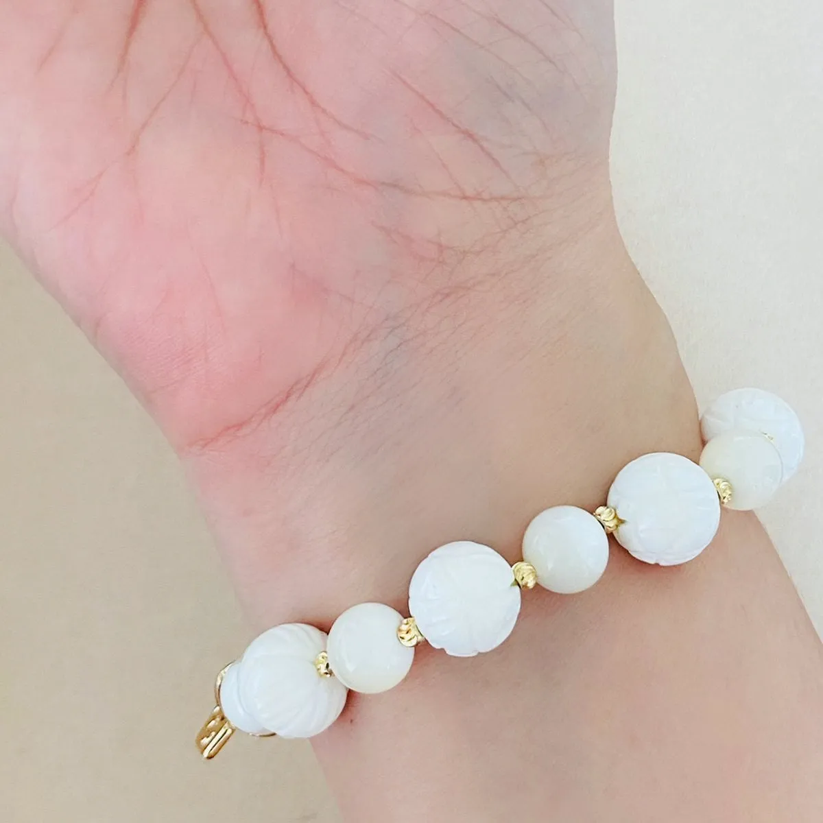 Delicate White Lotus Bracelet