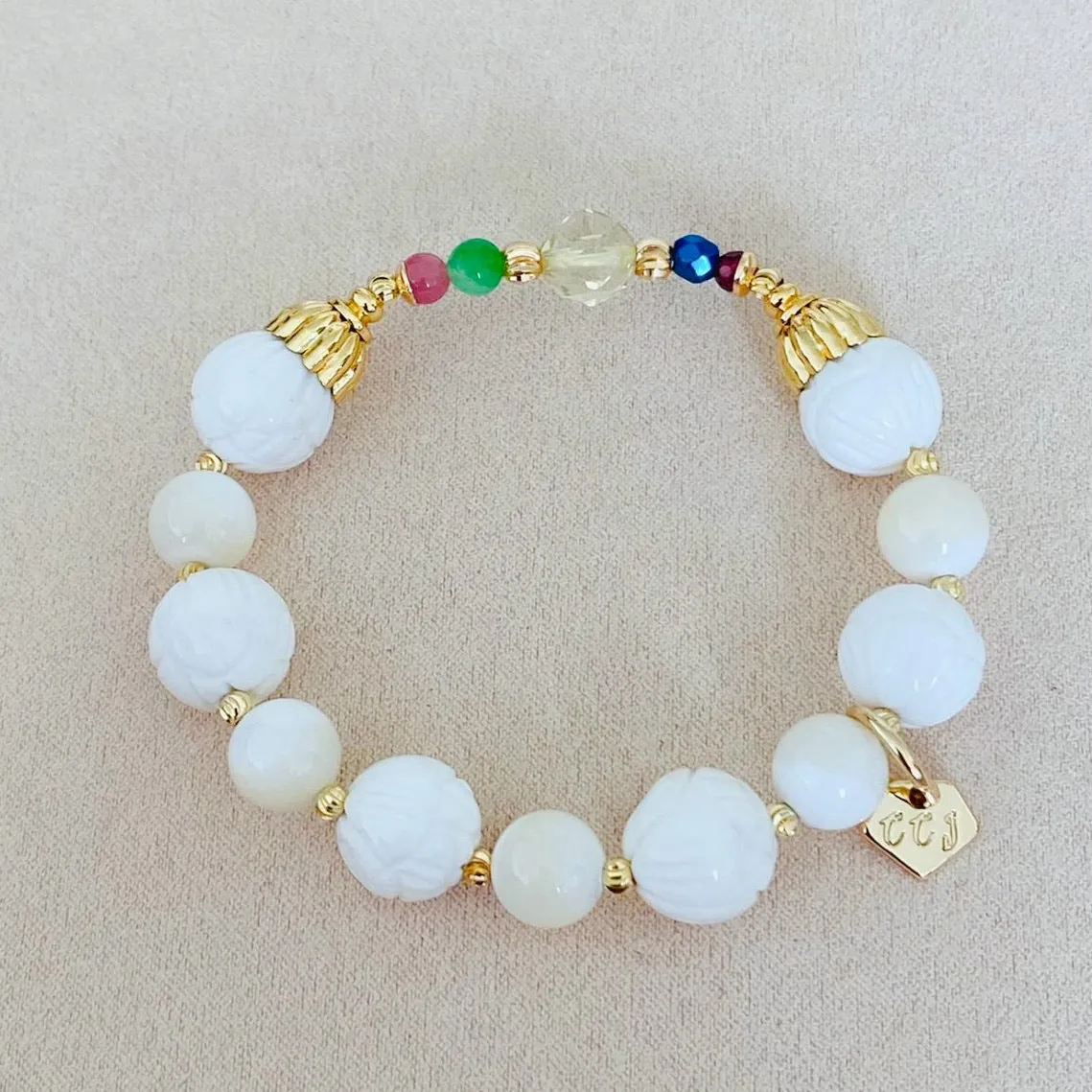 Delicate White Lotus Bracelet