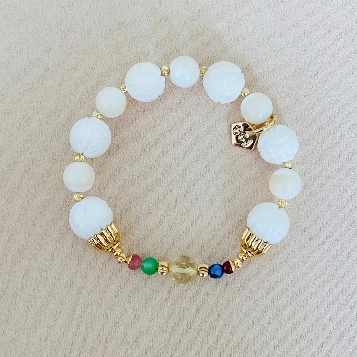 Delicate White Lotus Bracelet