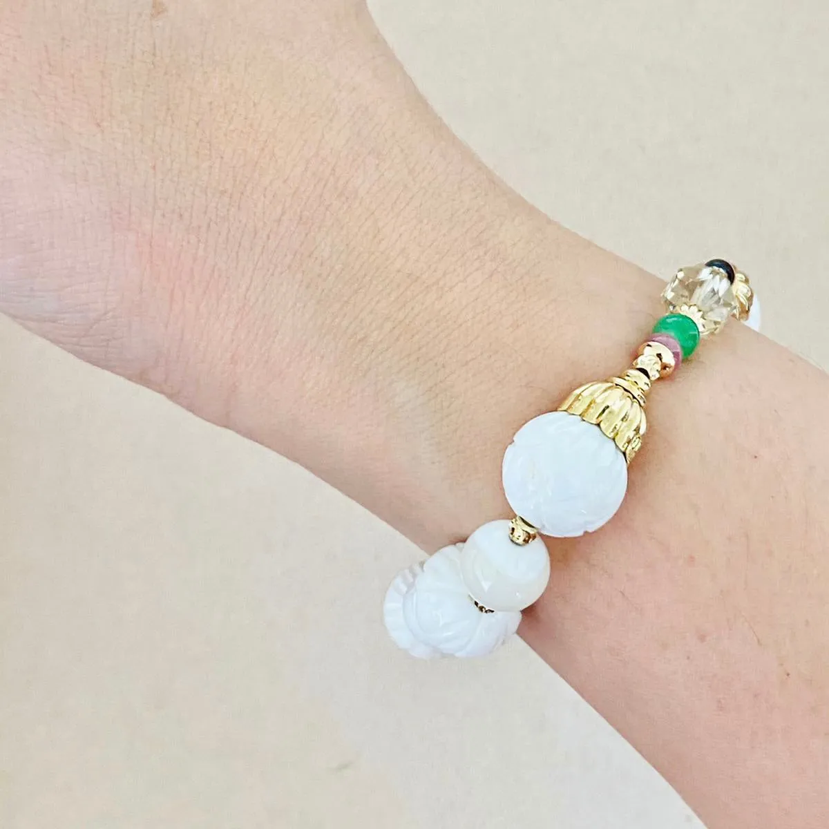 Delicate White Lotus Bracelet